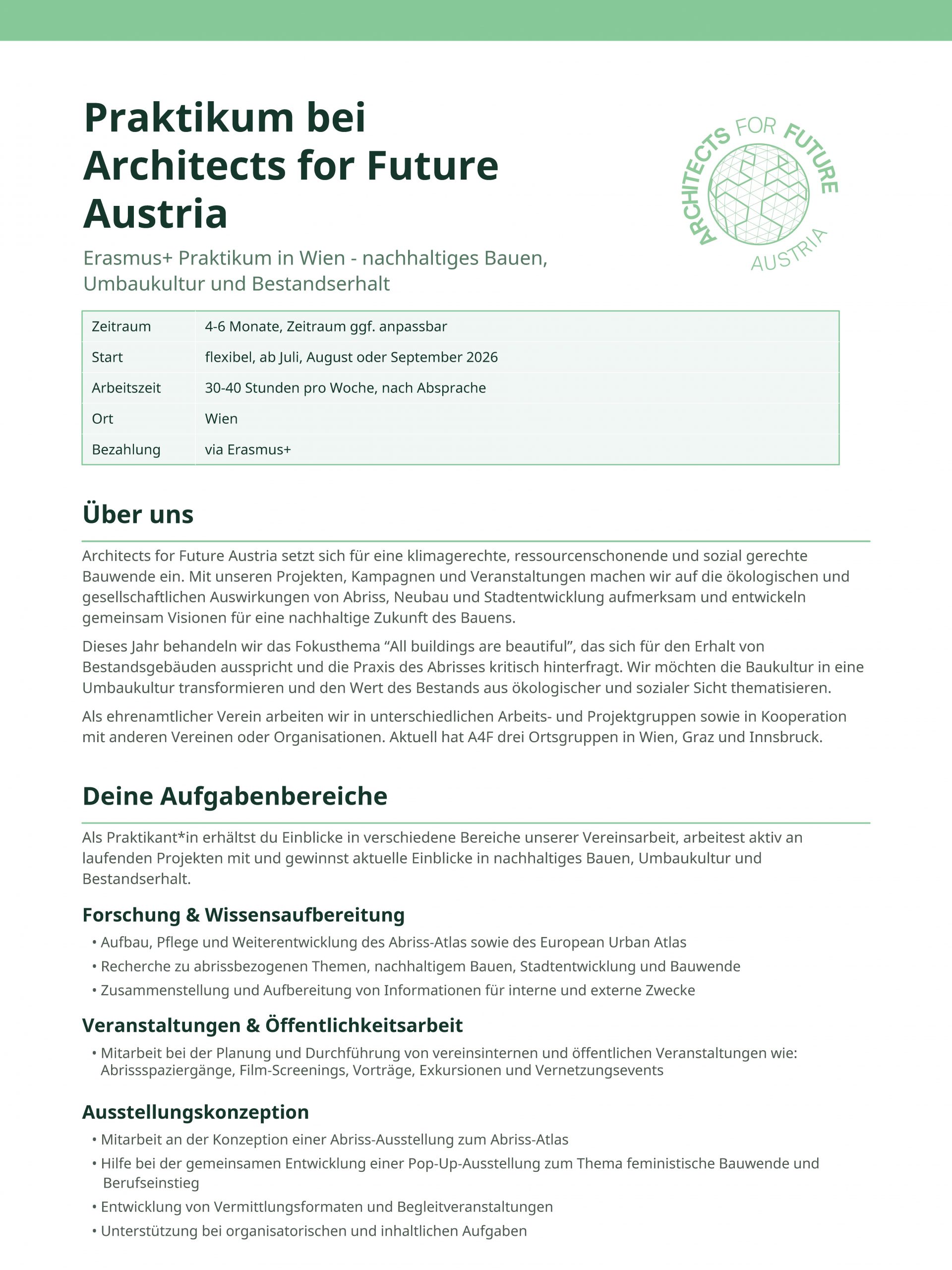 A4F_Austria_Praktikumsausschreibung_Erasmus_2026